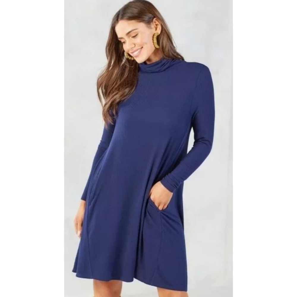 Mud pie Topher Turtleneck dress Navy Size M